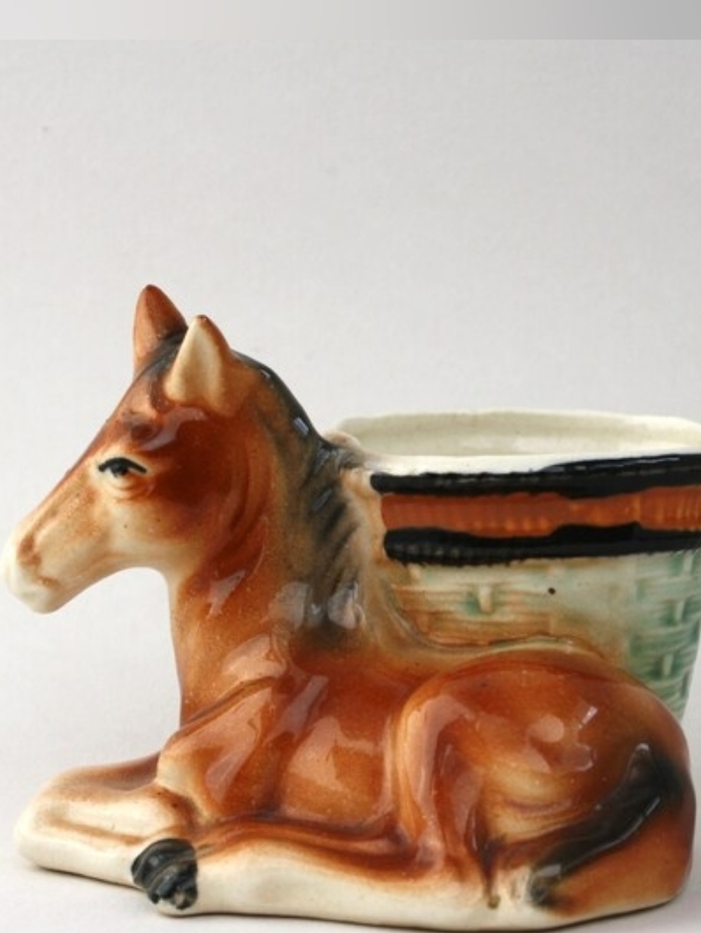 Vintage Ceramic Colt Planter, Japan Mid-Century Decor Kitschy